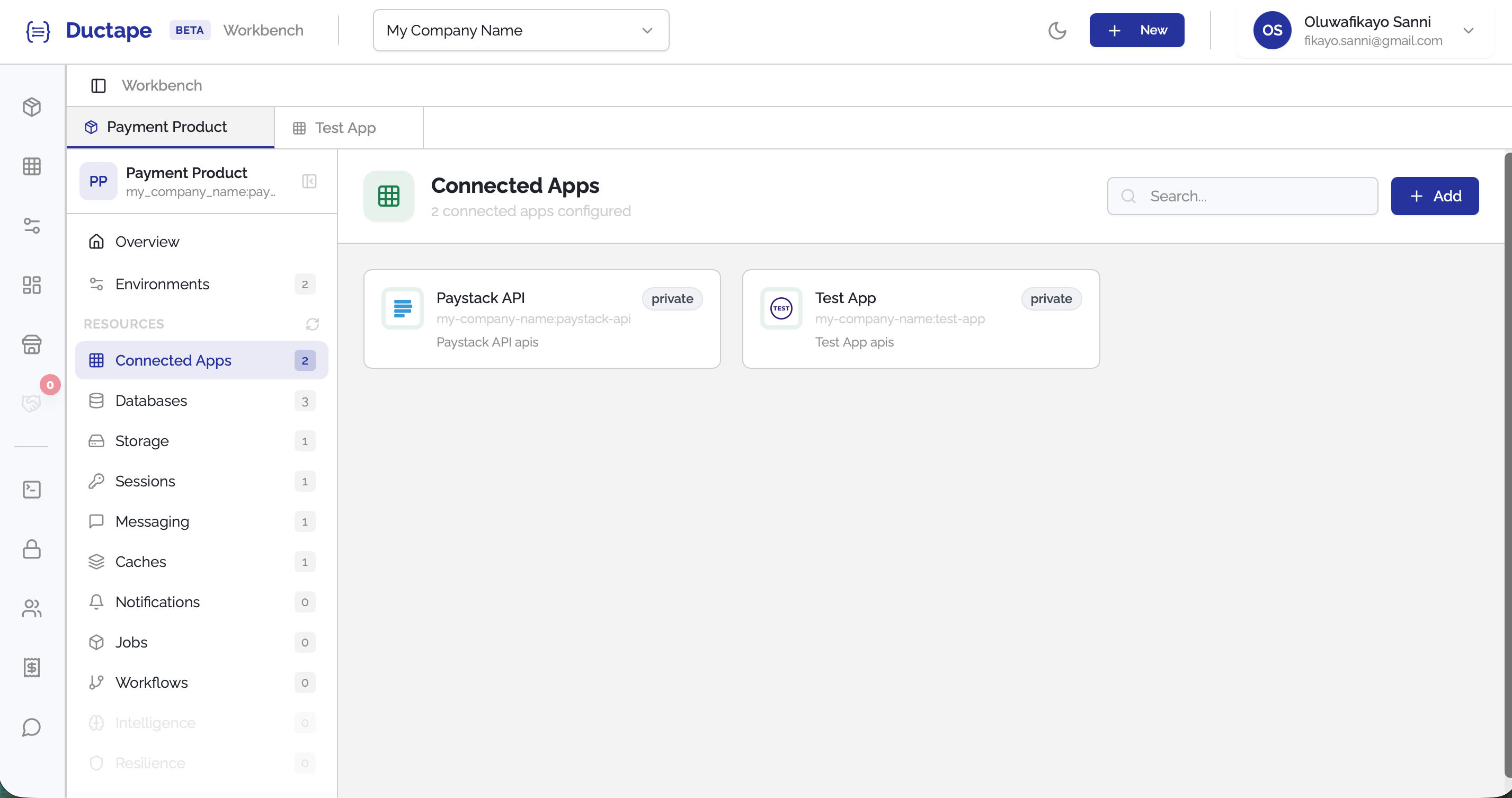 Connected apps list showing newly connected app