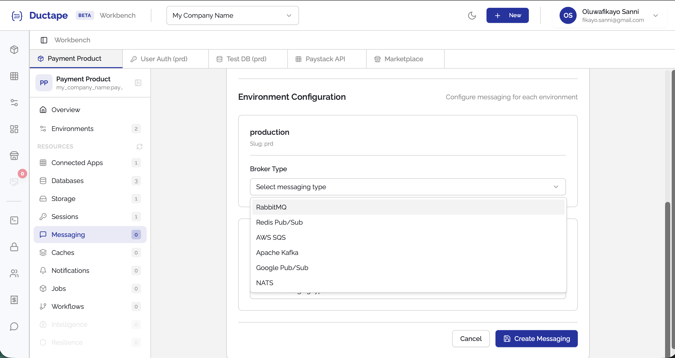 Broker selection fields for sandbox and production environments
