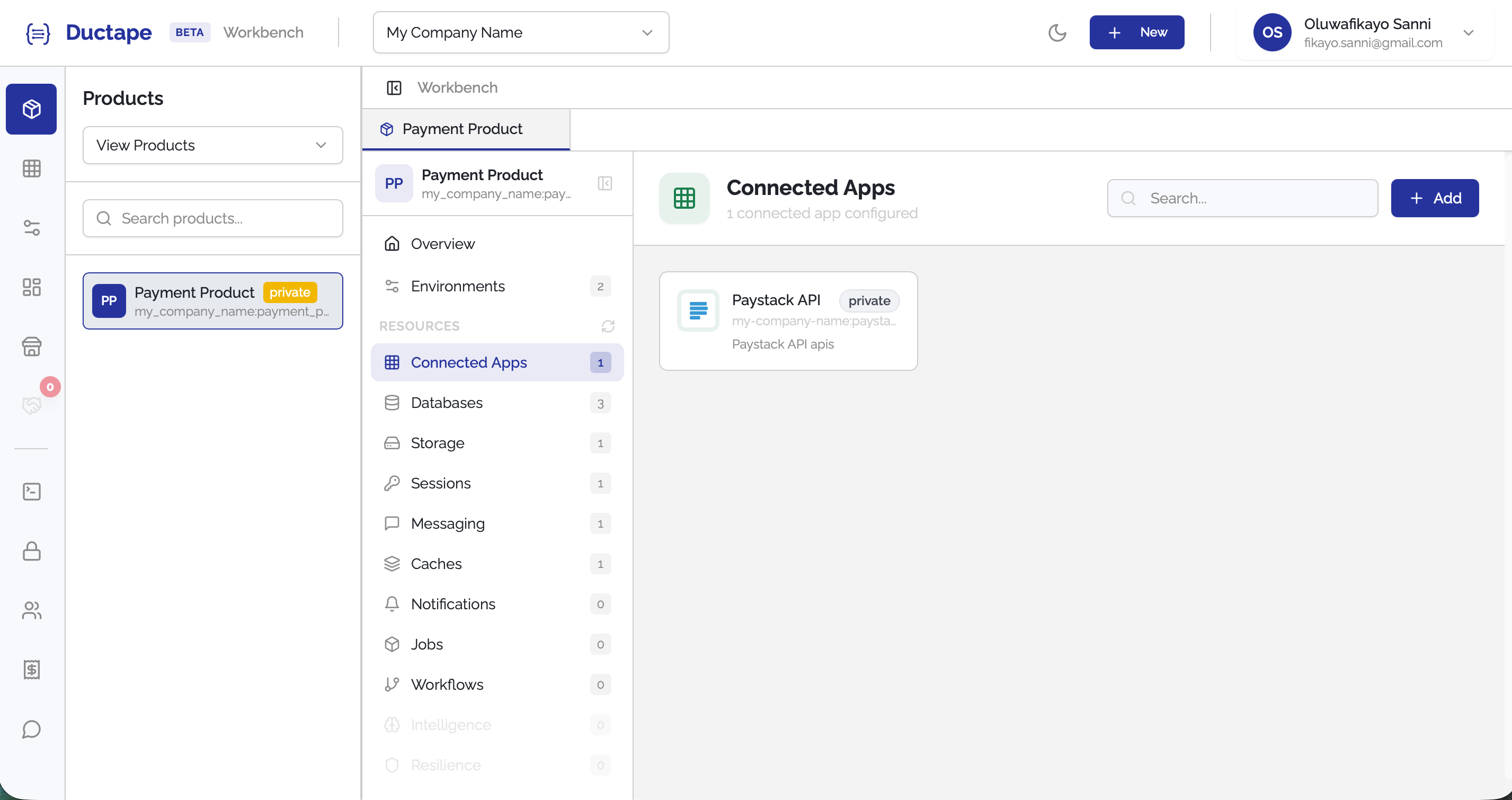 Connected apps tab showing add button