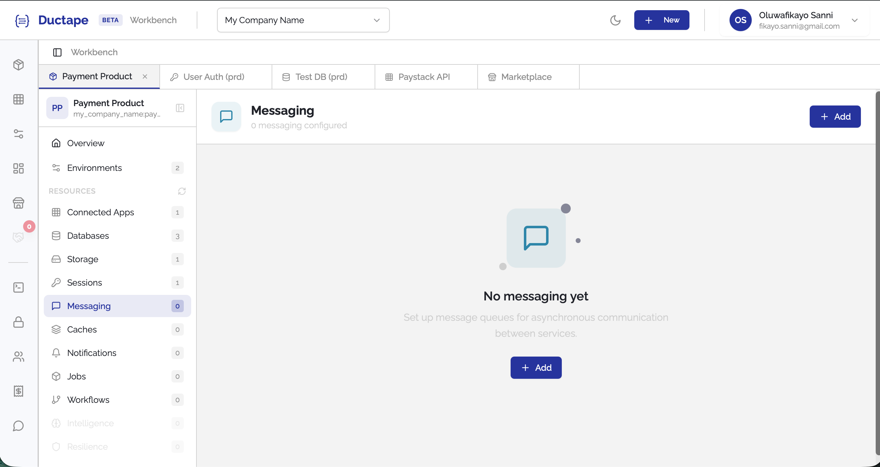 Product sidebar showing messaging under resources