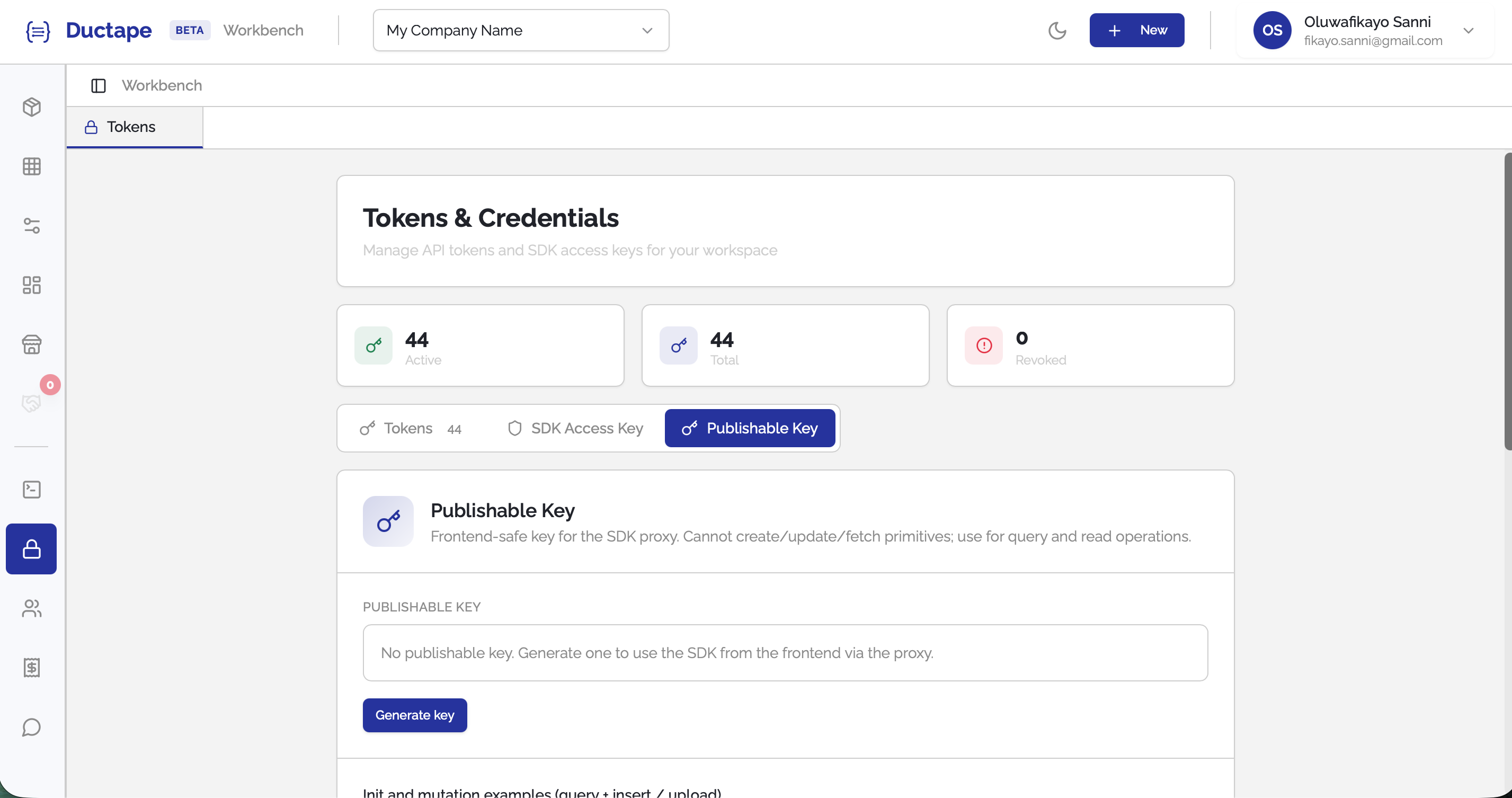 Revoke publishable key confirmation modal